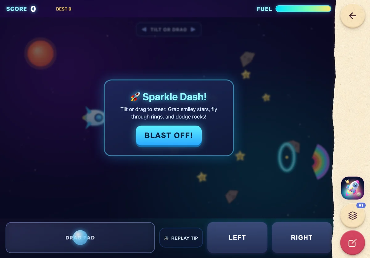 A kid-made rocket game